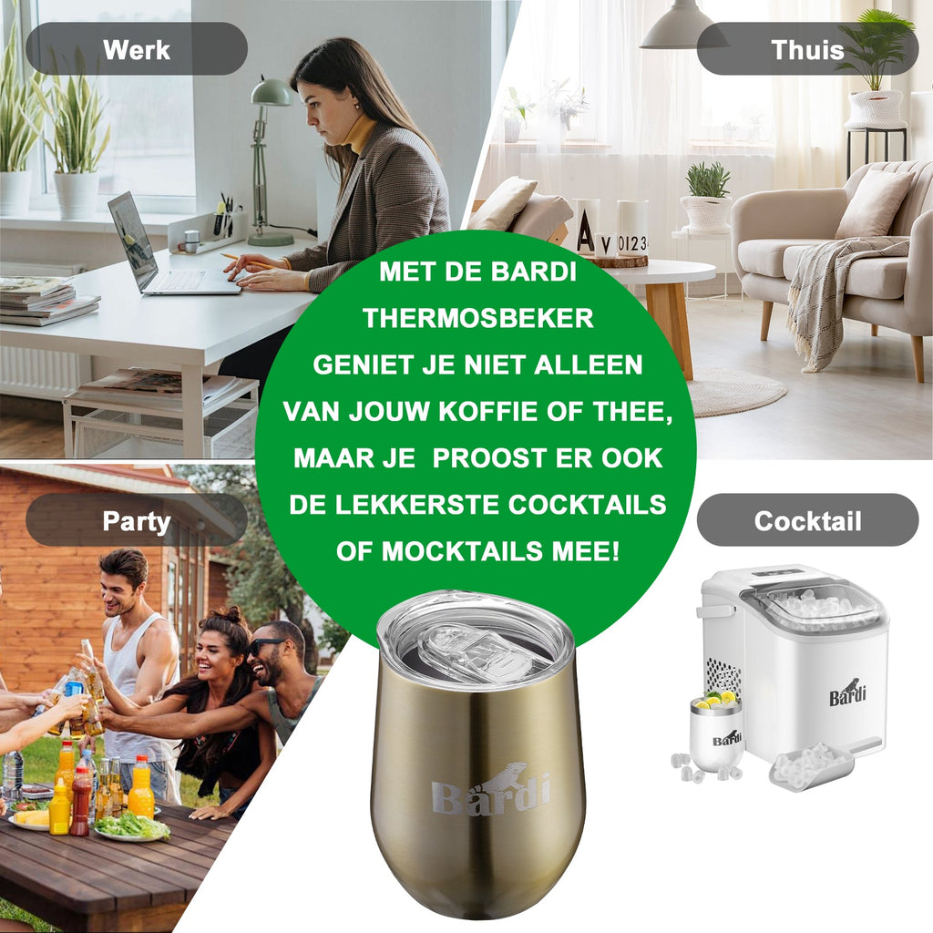Bardi Thermosbekers 0,3L RVS goud set -  incl. deksels - dubbelwandig