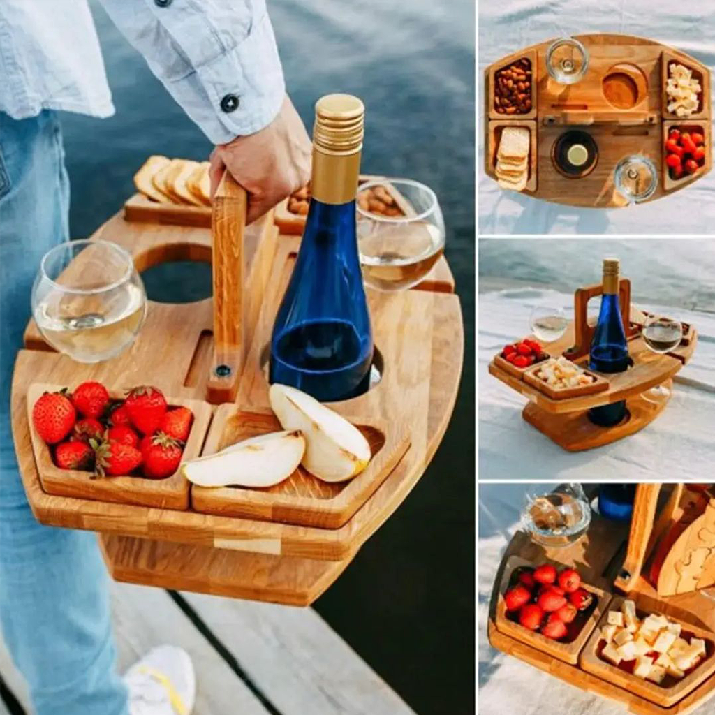 Opvouwbare Houten Draagbare Wijntafel - Tenkitchen.store