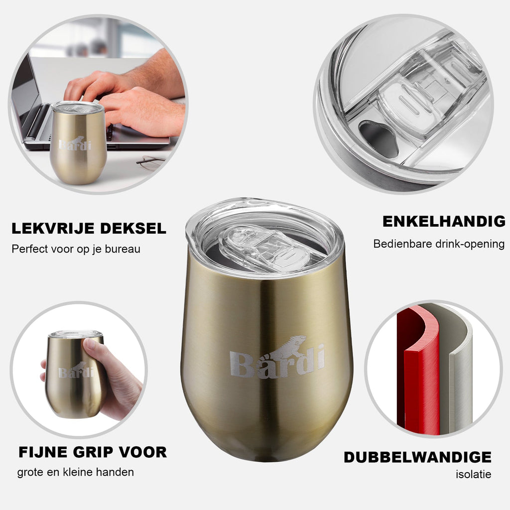 Bardi Thermosbekers 0,3L RVS goud set -  incl. deksels - dubbelwandig