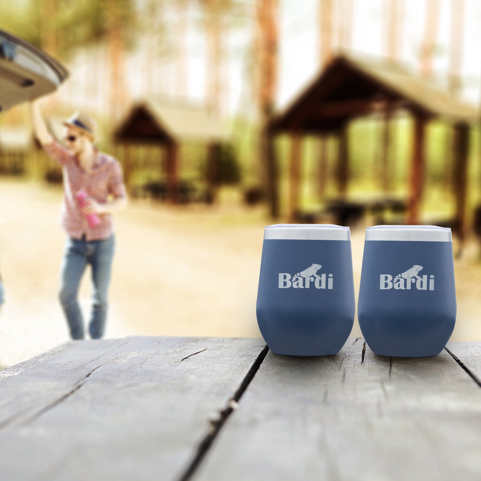 Bardi Thermosbekers 0,3L RVS blauw set -  incl. deksels - dubbelwandig