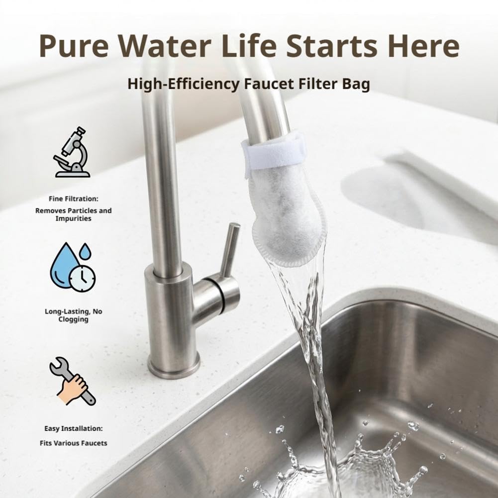 50 cotton filter bags disposable Cotton Faucet Filter Bags with 10 fastening straps💧