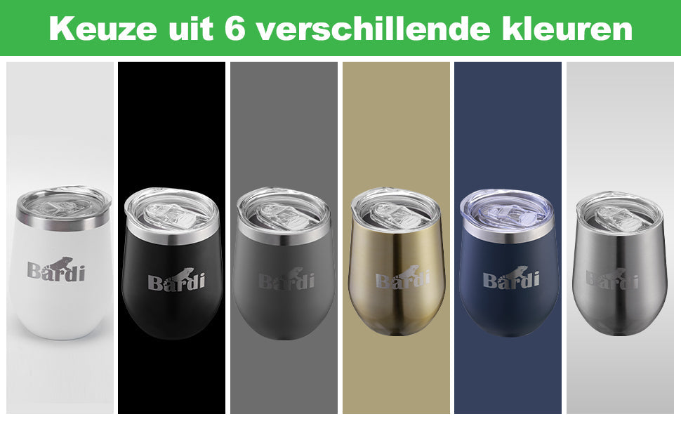 Bardi Thermosbekers 0,3L RVS wit set -  incl. deksels - dubbelwandig