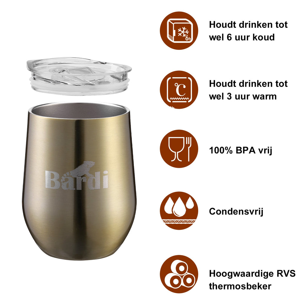 Bardi Thermosbekers 0,3L RVS goud set -  incl. deksels - dubbelwandig
