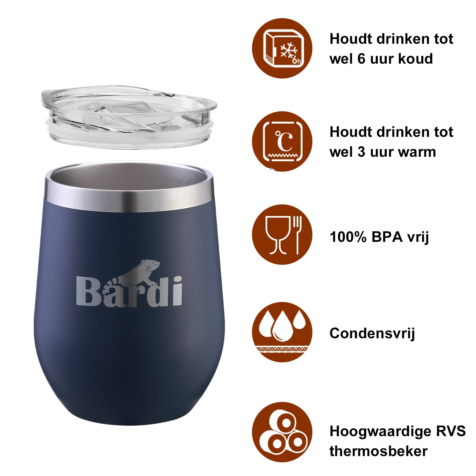 Bardi Thermosbekers 0,3L RVS blauw set -  incl. deksels - dubbelwandig