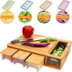 TEN® Bamboe Snijplank met Opbergtrays en Mesinzetstukken