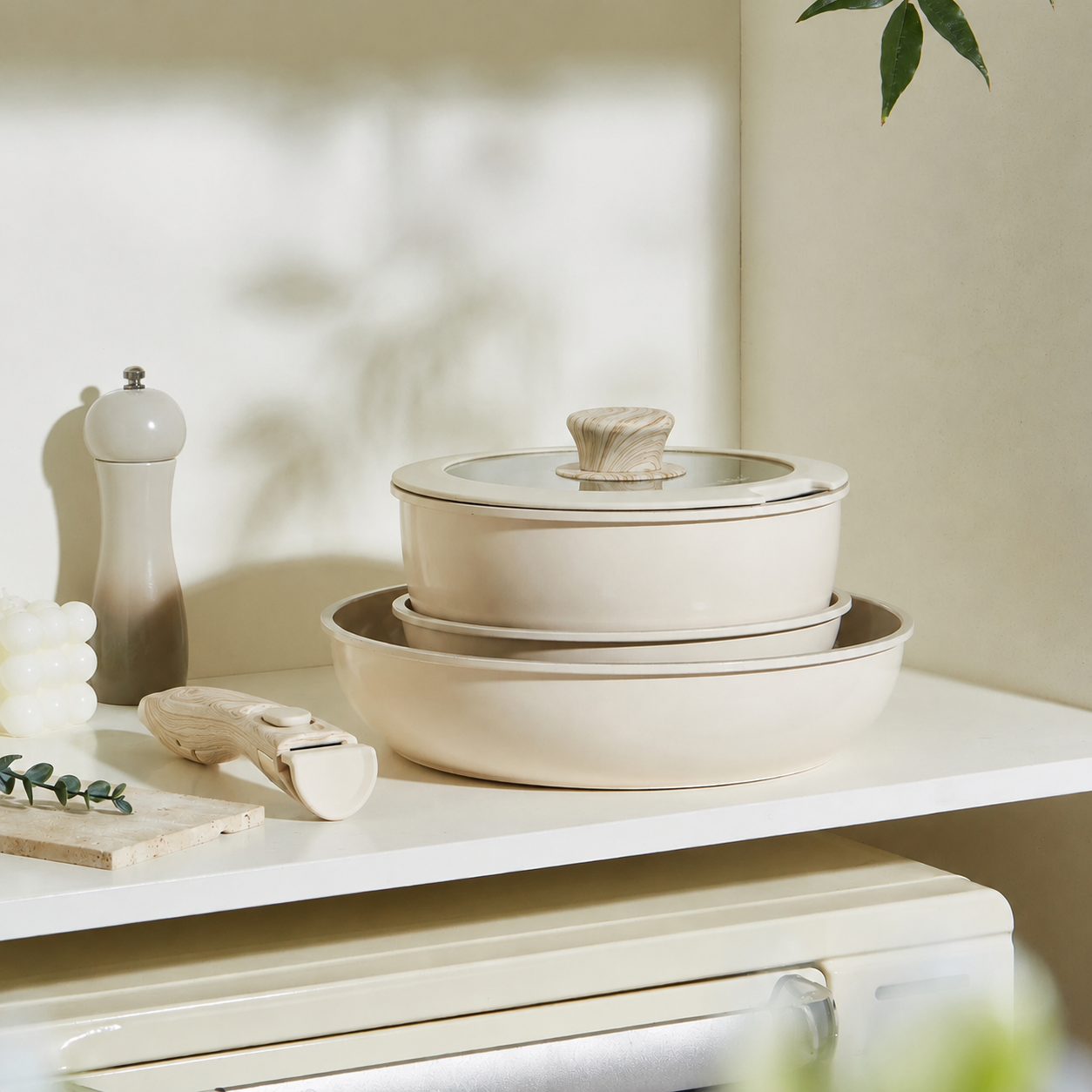 Keramische Pannenset – Houten Details