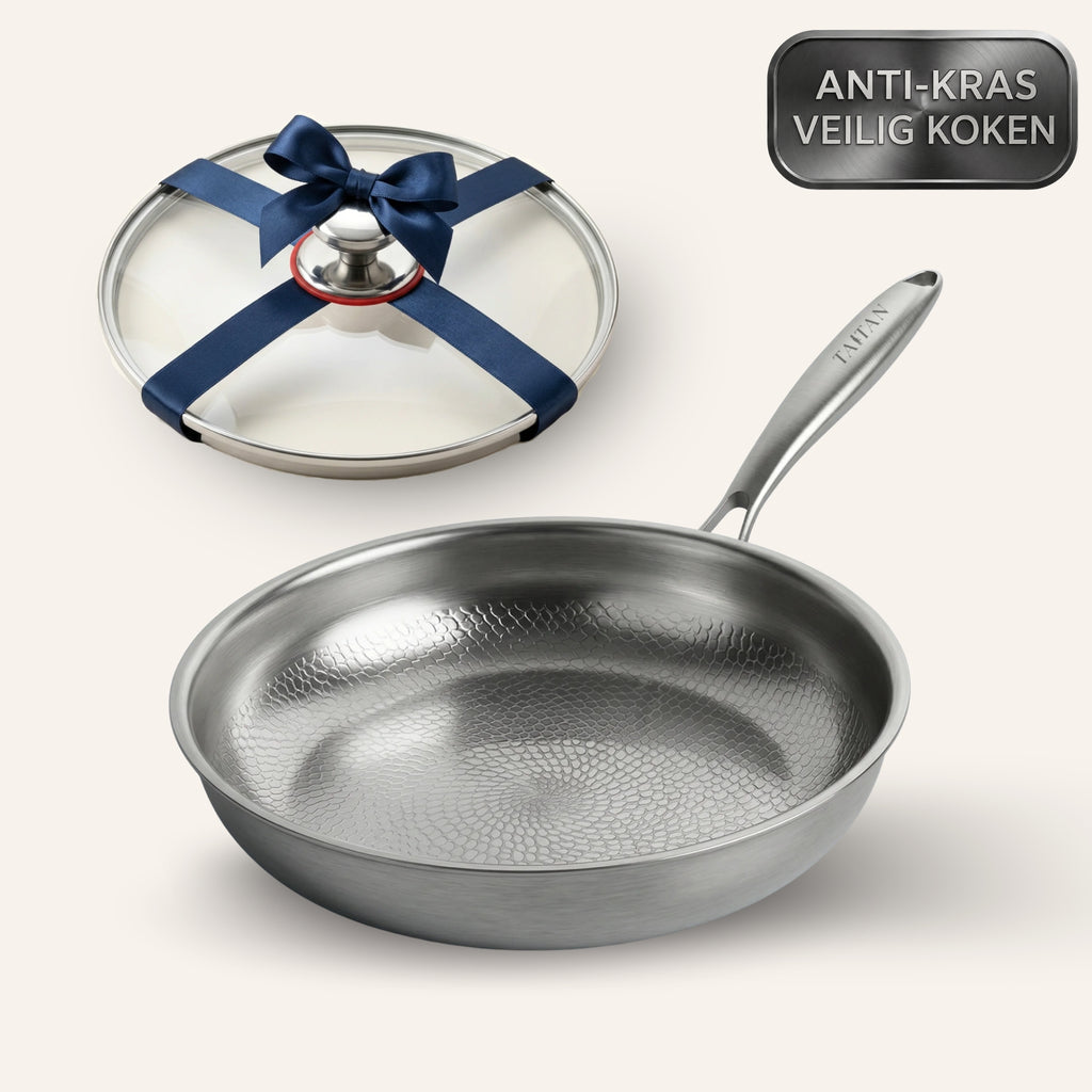 Titanium Gehamerde Pan + Deksel