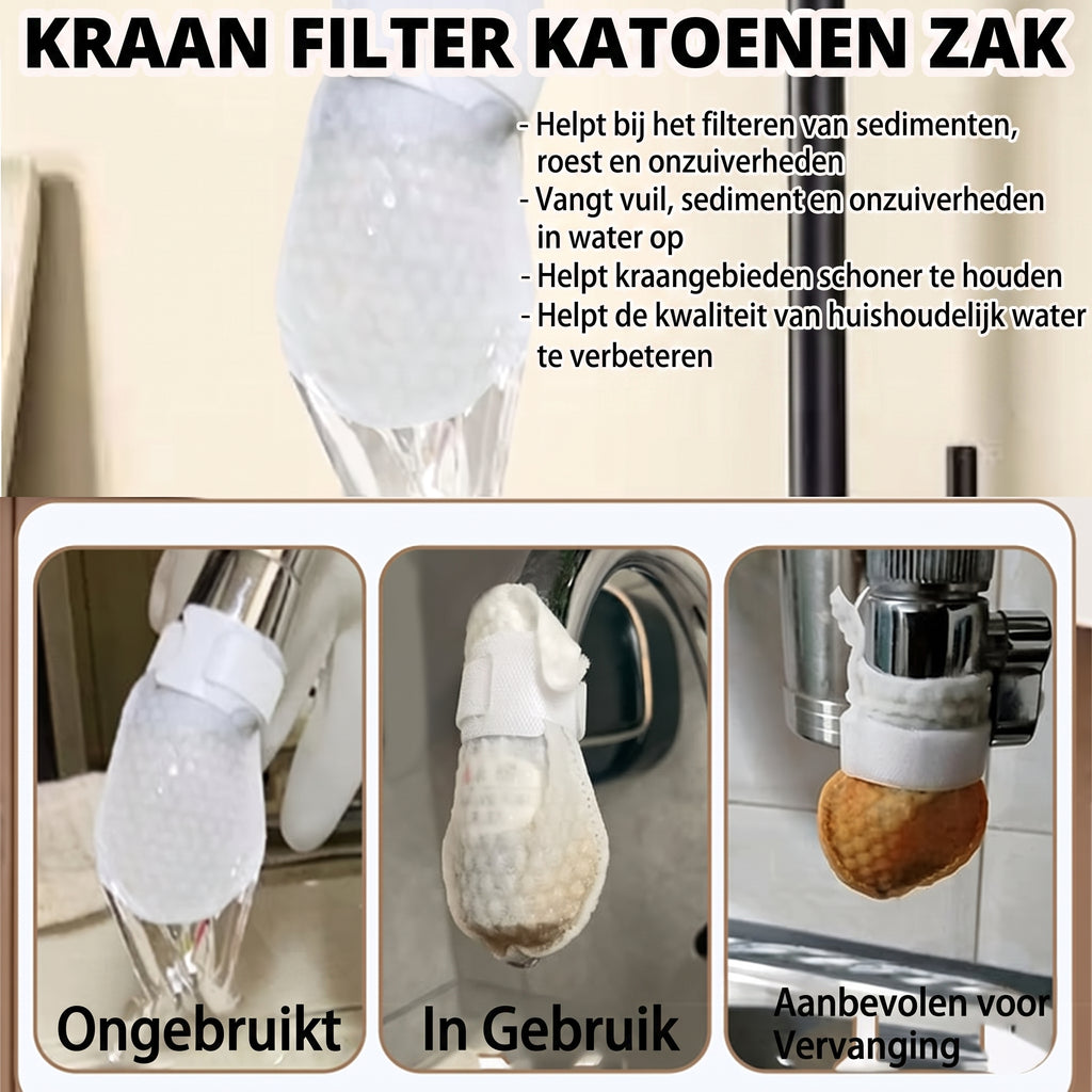50 katoenen filterzakjes voor eenmalig gebruik, katoenen kraanfilterzakjes met 10 bevestigingsbandjes 💧