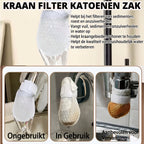 50 katoenen filterzakjes voor eenmalig gebruik, katoenen kraanfilterzakjes met 10 bevestigingsbandjes 💧