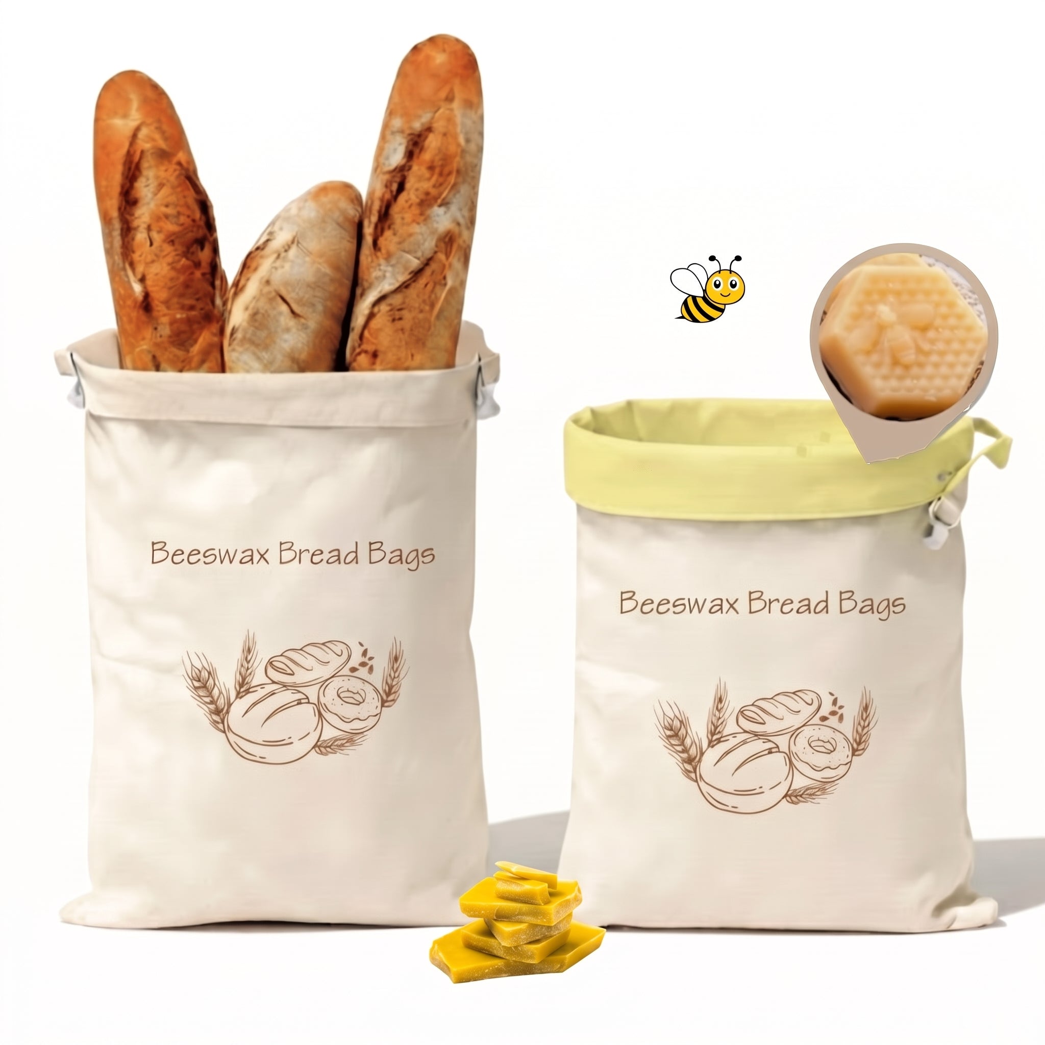 TEN® Broodzakken van 100% katoen met bijenwas - Tenkitchen.store
