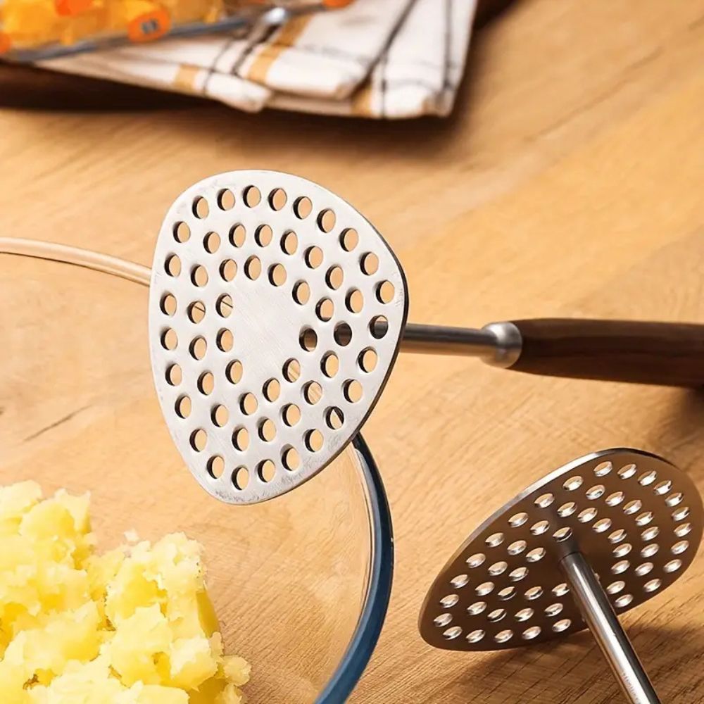 TEN® Aardappelstamper RVS 304 Met Houten Handvat
