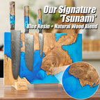 Tsunami Extra Groot Magnetisch Messenblok — Blauw Hars Burl Hout