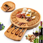 Borrelplank cadeau set | Bamboe kaasplank met messen