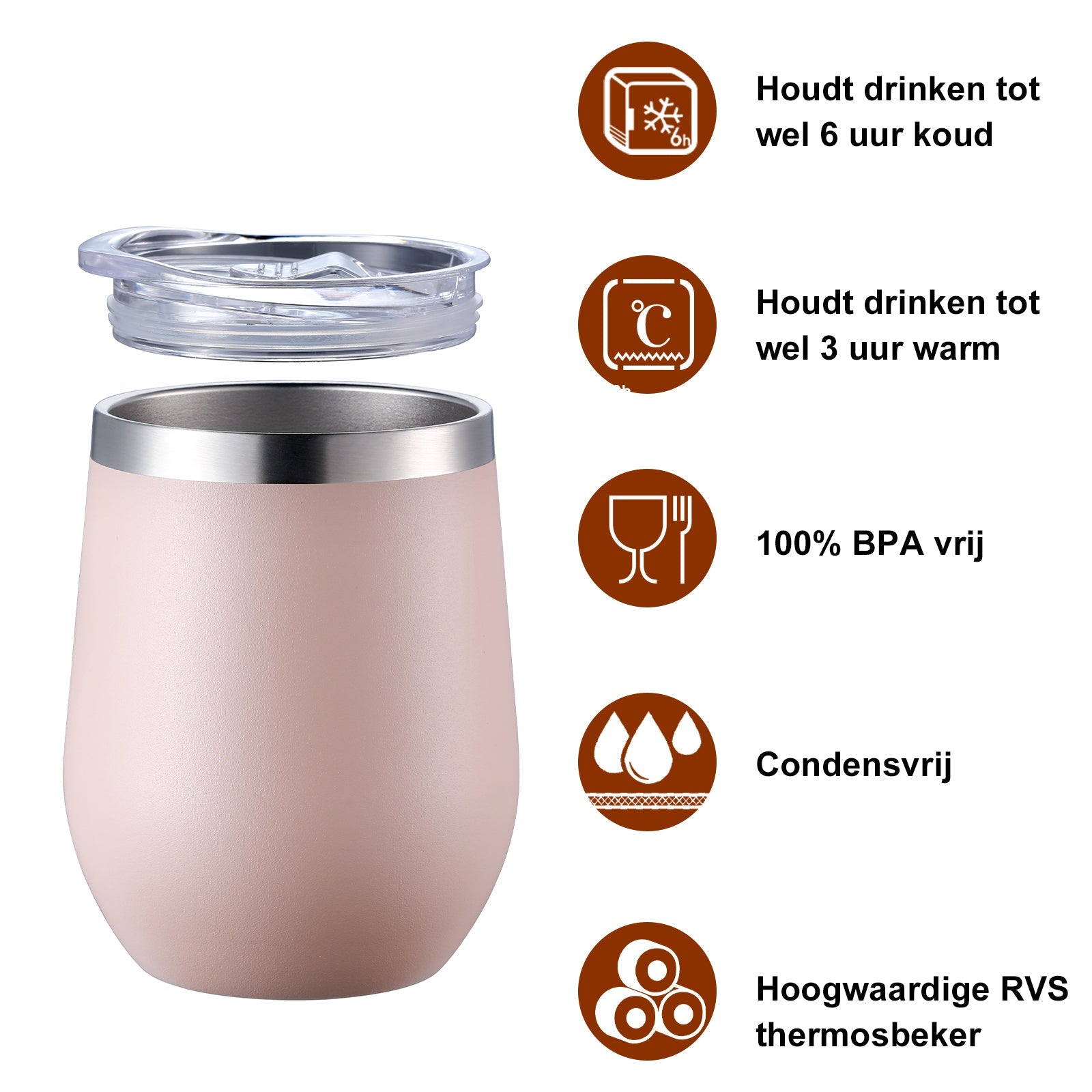 Bardi Thermosbekers 0,3L RVS roze set -  incl. deksels - dubbelwandig