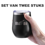 Bardi Thermosbekers 0,3L RVS zwart set -  incl. deksels - dubbelwandig