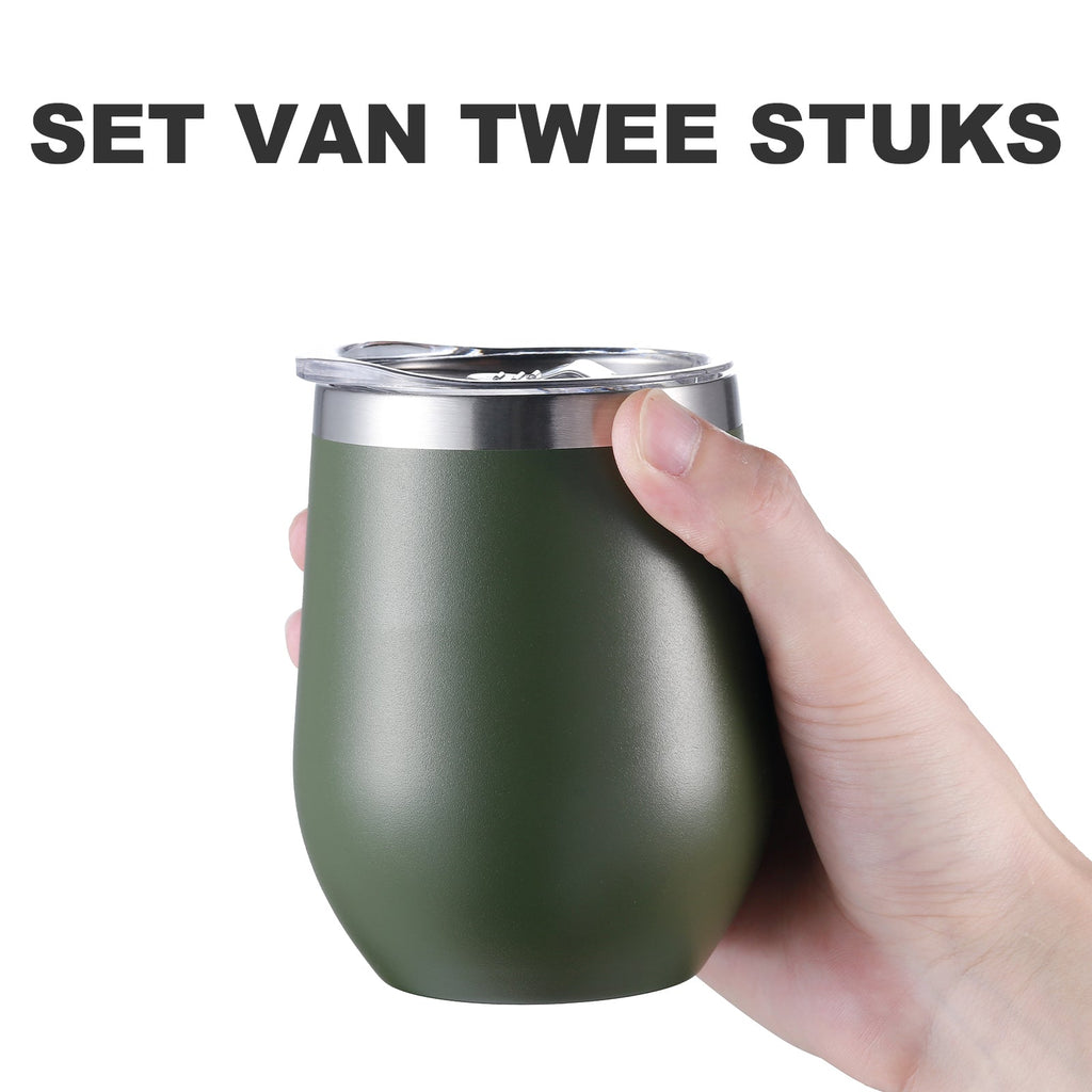 Bardi Thermosbekers 0,3L RVS groen set -  incl. deksels - dubbelwandig