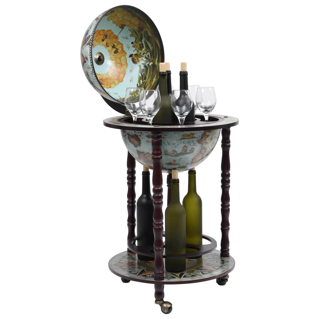 Globebar Eucalyptushout 47 x 47 x 102cm - Wijnbar Vintage - Tenkitchen.store