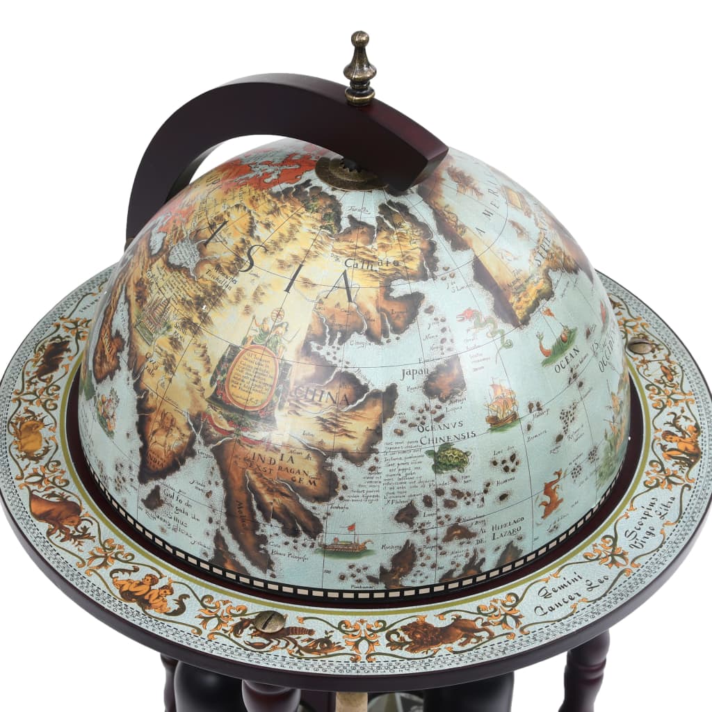 Globebar Eucalyptushout 47 x 47 x 102cm - Wijnbar Vintage - Tenkitchen.store