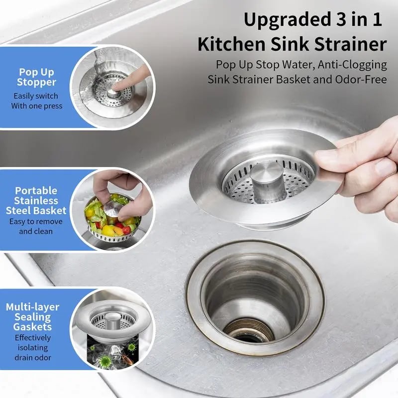 🔥Laatste dag 50% UIT 🔥3 in 1 Keuken gootsteenafvoerzeefjes Keuken gadgets